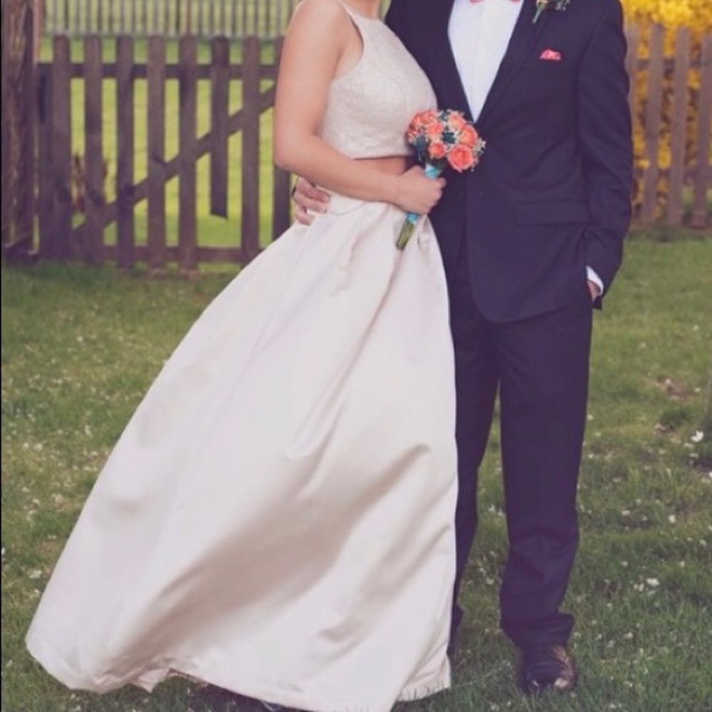 Champagne Prom Two Piece Dress